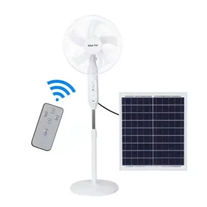 Solar Rechargeable Standing Fan with LED Night Light Motor Solar Fan Electric Battery Fan Indoor or Outdoor for House