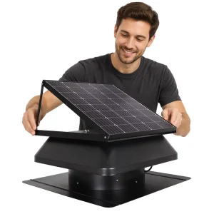 Solar Roof Ventilation Chimney Water Tank Fan Brushless DC 24V Motor OEM High Speed Low Noise Attic Fan Ball Bearing 14 Blade