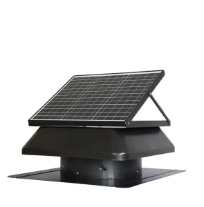 Solar Roof Ventilation Fan 60W 24V 14 Inch IP68 Brushless DC Motor Galvanized Steel Black Greenhouse Fan