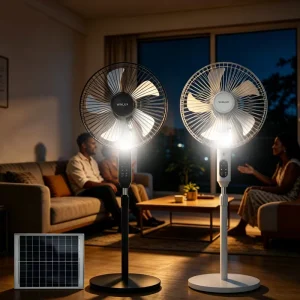 Solar Standing Fan with Panel Solar Camping Fan with Mist Cooler Electric Fan Solar with Panel and Battery