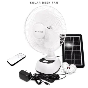 Solar Table Fan 12 Inch 15W Remote Control Solar Fan With RGB Light USB Output Mosquito Repellent Light for Home Outdoor Use
