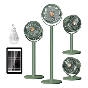 Solar Ventilation Fan Portable Rechargeable 4000mAh Battery 5 Speeds Touch Control Air Circulation 4 Heights Household Car
