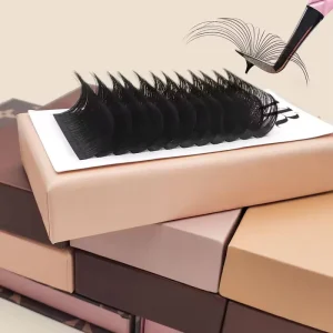Source Eyelash Factory Handmade Vegan Synthetic Hair Easy Fan Eyelash Extensions 8 15mm Mix Size Super Soft Thinner Base Wide