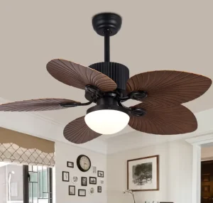 Southeast Asian Style Ceiling Fan Light Silent Motor ABS Five Leaf Ceiling Fan With Light for Home Living Room