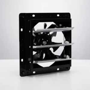 Square Wall Mounted Axial Fan Range Hood with Cast Iron Blades Low Noise Shutter Type Protective Design for Kitchen Use