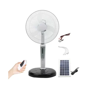 Standing Fans for 16 Inch AC DC Rechargeable With Solar Panel Solar Fan Homely Use with LED Lamp