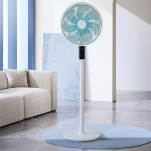 Standing Pedestal Fan with Remote Control 7 Blades Quiet Operation AC Motor Height Adjustable 3 Speeds for Home Office Bedroom