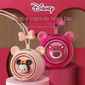 Strawberry Bear Neck Fan Portable Mini Electric Cooling Fan Three Speed Settings Wearable Students Children Outdoor Gift Car Use