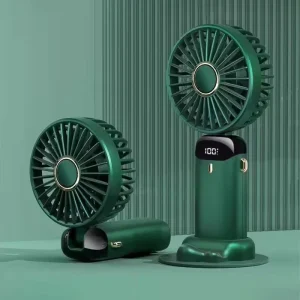 Stylish ABS Material Rechargeable Portable Folding Smart Home Breaker Auto Focus Mini Fans with Powerful Battery LED Digital