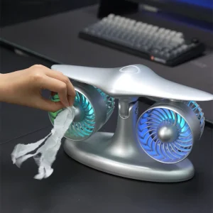 Stylish Compact Portable Table Fan USB Rechargeable 3 Speed Touch Control Energy Saving Gift Ready Personal Cooling Fan Garage