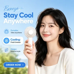 Summer Electric Custom Logo Travel Wearable Outdoor Pocket Small USB Rechargeable Cute Handheld Fans