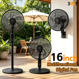Summer Electric Fan 16inch Fan Factory Direct 3 in 1 Standing Wall Mount 8 Speed Oscillating Desktop AC Motor Stand Floor Fan