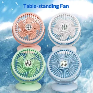 Summer Electric Small Desktop Fan for Office Workers USB Rechargeable Long Battery Life Plastic Lighting Function 3 Speed Wind