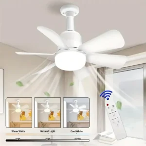 Summer Fan Light Bedroom Universal Portable Fan with Remote Control E27 Rotating Lamp Head No Noise Ceiling Fan Light