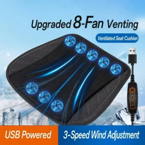 Summer Ice Silk Car Cooling Seat Cushion USB Powered Ventilated Auto Seat Pad 3 Speed Control Cooling Fan for Car Office