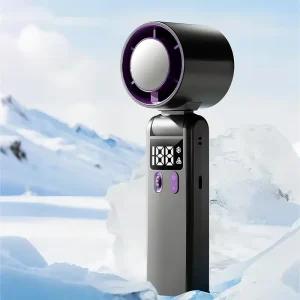 Summer New Style Mini Handheld High Speed Cooler Fan LED Display Roller Switch 100 Gear Battery Powered for Car Outdoor RV Use