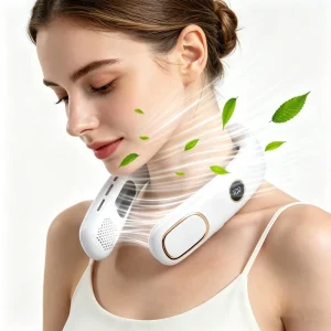 Summer Outdoor Portable Neck Fan Digital Display Silent Lightweight Mini Battery Rechargeable Fan High Quality Camping Home Use