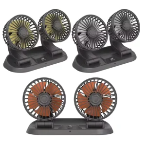 Summer Portable Auto Adjustable Multifunction Double Head Usb Fan 360 Degree Rotating Car Cooling Fan Car Fans for Car