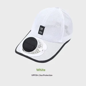 Summer Solar Powered Polyester Baseball Cap Mesh Unisex Outdoor Breathable Rechargeable Fan Hat with Sun Protection