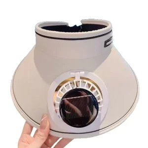 Summer Solar Powered + USB Charging Dual Use Polyester Fiber Foldable Fan Visor Cap with Sun Protection Unisex Hat