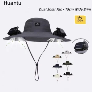 Sun Protection Upgrade Fishing Hat Dual Digital Display Solar Fan 1000MA Strength Brim Cooling Hiking Outwork in Stock