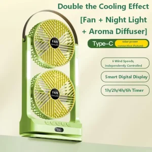 Sunflower Multifunctional Dual Head Fan 6 Speed Wind Timer Remote Control Oscillating Aromatherapy air cooling Table Fan