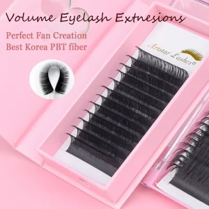Super Deep Black Easy Fan Eyelash Extensions Custom Logo Lash Extension Supplies with Natural Curl CC