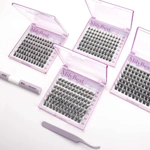 Super Light Weight Cluster Lashes Vegan Silk Fan Eyelashes Thin Band Natural D Curl DIY Lashes Cluster