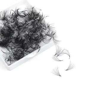 Super Matte Black Handmade 18D Pro Curl Eyelash Fans 500 Fans Korean PBT Fiber C CC D Curl Promade Lashes