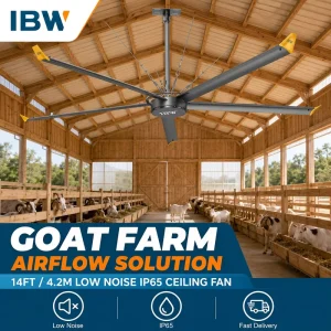 Supplier 14ft 4.2m Low Noise IP65 Industrial Ceiling Fan for Goat Farm