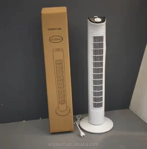 Swing Bladeless Tower Fan with Remote Control and LED Display Air-Cooled Plastic Oscillation Function