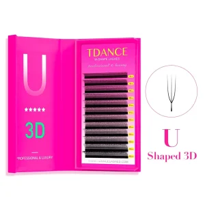 Synthetic 8-15mm Length D Curl Eyelash Extension Clover 3D W Shape U 3DW Lash Extension Cruelty Free Easy to Fan
