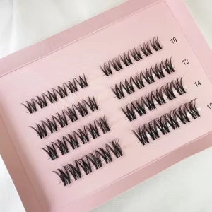 Synthetic Hair 200D Handmade DIY Cluster Eyelashes Kit Private Label Segment Lashes 12 Rows Custom Logo for Fan Eye