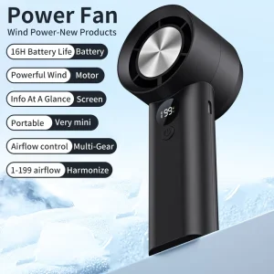 T 100s Portable Handheld Turbo Jet Fan with Light Mini Air Blower for Home and Car for Living Room