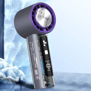 T 18 New Model Mecha Mini USB Handheld Fan High Speed Digital Display Transparent Plastic Household Three Levels English Fan