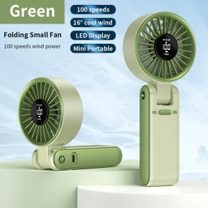 T 25 Mini Fan 100 Speed Wind Foldable Multi Angle Magnetic Base Lanyard Dual Fix LED Power