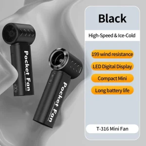 T316 Ice Cooling Portable Handheld Fan Turbo High Speed Strong Wind 4000mAh LED Screen Silent Mini Personal Fan for Outdoor