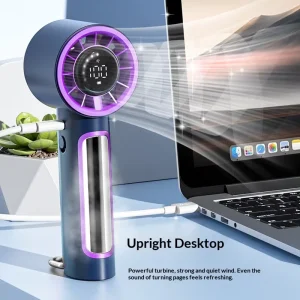 T60 New Model Outdoor Use Handheld High Speed Fan 100 Speed Adjustable Ice Cooling Marquee Light Desktop Digital Display