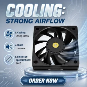 TL-B6015 EX 6cm High Speed Air Cooling Fan 5000 RPM Black Slim Design Double Row Ball Bearing for Computer Case