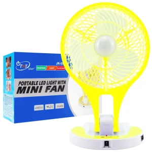 TNTSTAR JR 5580 YELLOW New 4 Color Mini Rechargeable Electric Fan 6 Inch Rechargeable Table Top Fan Produce Electric Fan