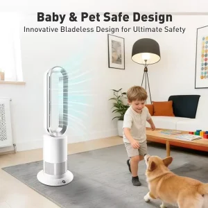 TP09Plus Bladeless Tower Fan 2 in 1 Cooling Heating Remote Touch Control 10 Cooling + 3 Heating Modes Household Stand Fan