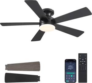 TSINYE Ceiling Fans with Light Ceiling Fan with Light and Remote Control Noiseless Nickle 6 Speeds Ceiling Fan for House