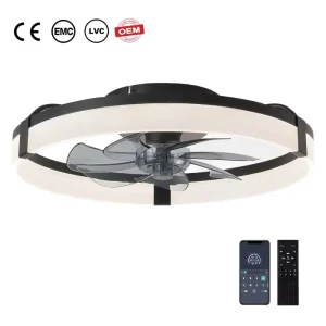 TUYA BT APP Smart Home LED RGB Ceiling Fan Light with 7 Blades Modern Design for Bedroom 110V