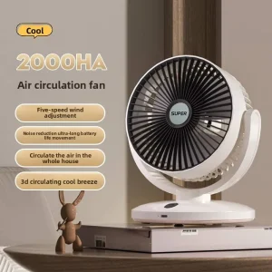 Table Fan 5 Speed Adjustable Up Down 90 USB Battery Powered Large Air Volume Fan for Outdoor Home Household Use