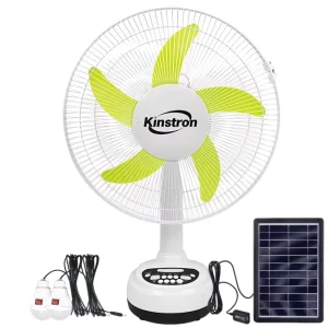 Table Fan Rechargeable 12 Inch Charging Solar Fan with Solar Panel with Lights Fan with Battery Lead Acid for Camping