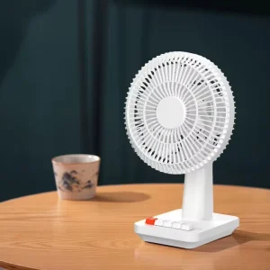 Table Oscillating Fan with Timer Function Household Office Intelligent Rechargeable Retro Style 4000mAh Mechanical Button Fan