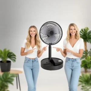 Telescopic Folding USB Desk Fan Adjustable Height Quiet Motor Table Fan with Phone Stand USB Powered for Home Office Travel