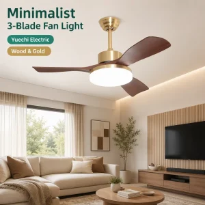 Temperature Dimmable Wood Ceiling Fan Light Non intelligent Remote Control 3 Blade Quiet Operation Living Room Dining Bedroom