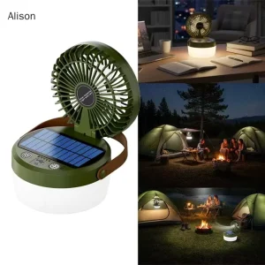 Tent Home Emergency Outdoor Solar Camping Fan LED Light USB Rechargeable Portable Power Bank Indoor Hiking Multi Function IP65