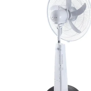 Teyoza Standing Rechargeable AC DC Solar Pedestal Fan with Solar Panel